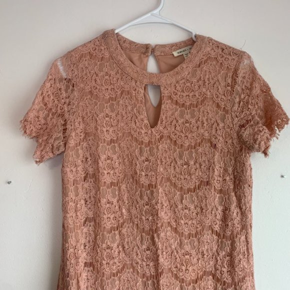 Sofia + Zeke Pink Lace Double Keyhole Mini Dress - Picture 4 of 4